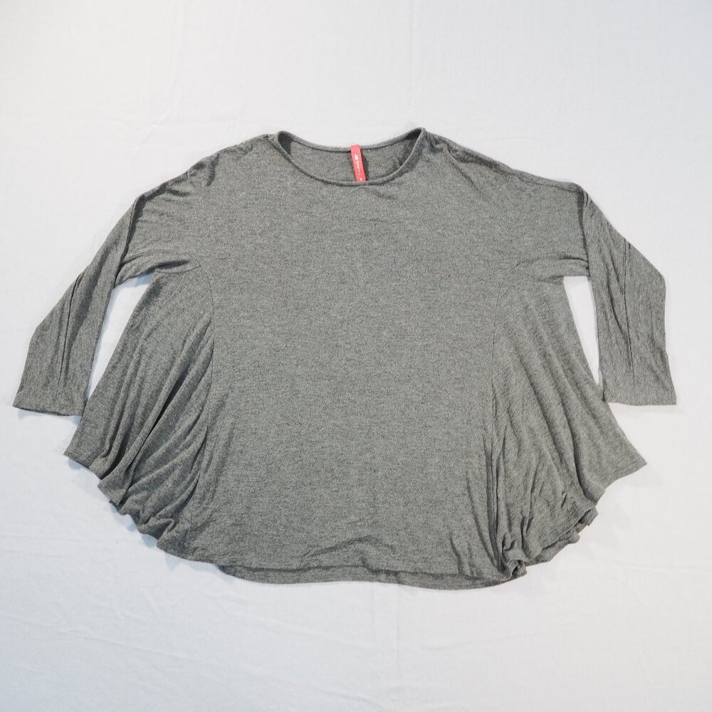 IC by Connie K Shirt Womens Medium Gray Oversized Flowy Tunic Long Sleeve Casual